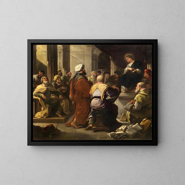 Le Christ parmi les docteurs - Luca Giordano — indrammet kunstværk på væggen