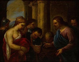 Le Christ et den kvinde, der blev grebet i utroskab - Luca Giordano — visning af kunstværket
