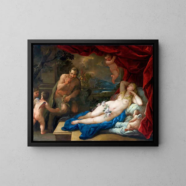 Jupiter og Antiope - Luca Giordano — indrammet kunstværk på væggen