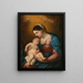 Jomfru med Barnet - Luca Giordano — indrammet kunstværk på væggen