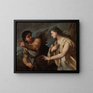 Picus og Circe - Luca Giordano — indrammet kunstværk på væggen