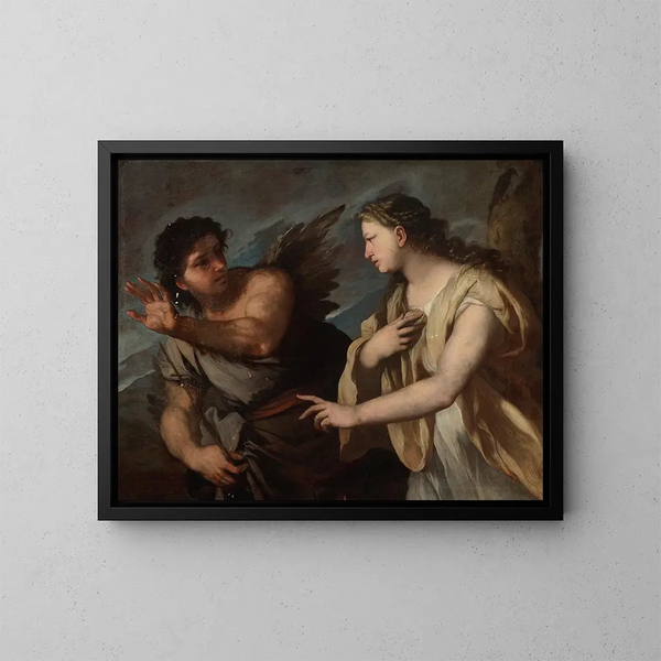 Picus og Circe - Luca Giordano — indrammet kunstværk på væggen