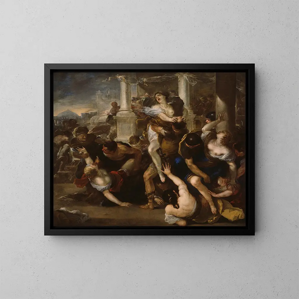 L'Enlèvement des Sabines - Luca Giordano — indrammet kunstværk på væggen