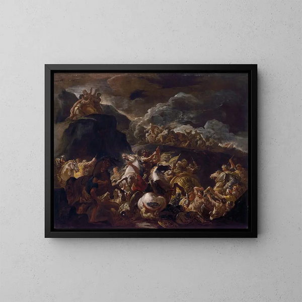 La bataille d'Israël et d'Amalek - Luca Giordano — indrammet kunstværk på væggen