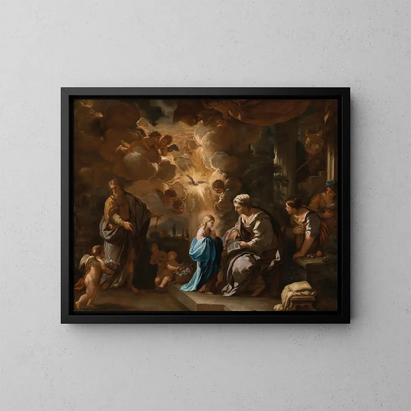 Lærdommen af Jomfru Maria - Luca Giordano — indrammet kunstværk på væggen