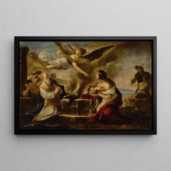 Le Sacrifice de Manoah - Luca Giordano — indrammet kunstværk på væggen