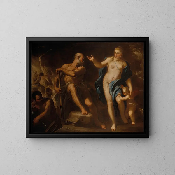 Vénus i Vulcans smedje - Luca Giordano — indrammet kunstværk på væggen