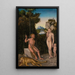 En faun og hans familie med en dræbt løve - Lucas Cranach den Ældre — indrammet kunstværk på væggen