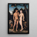 Adam og Eva i Paradiset Faldet - Lucas Cranach den Ældre — indrammet kunstværk på væggen