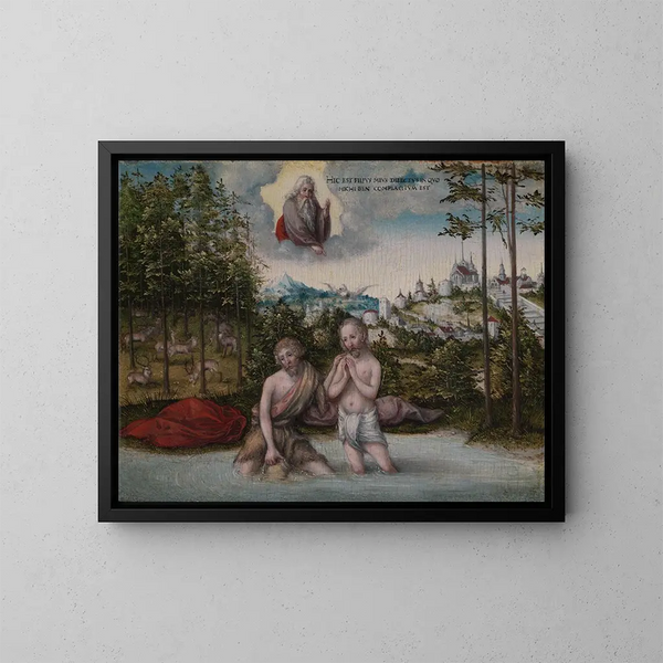 Le Dåb af Kristus - Lucas Cranach den Ældre — indrammet kunstværk på væggen