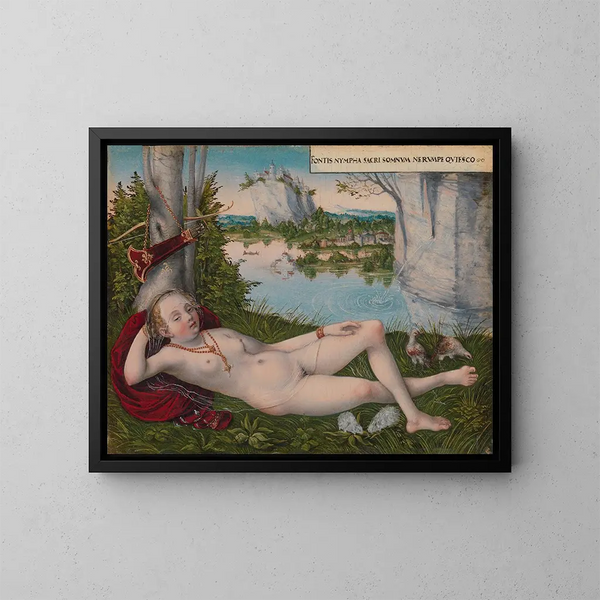 Nymphe du Printemps - Lucas Cranach le Jeune — indrammet kunstværk på væggen