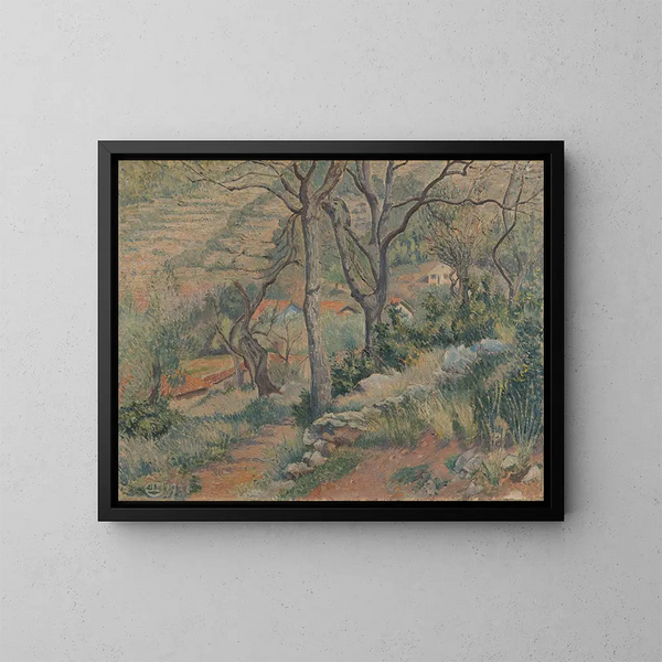 Fin du village Dardennes - Lucien Pissarro — indrammet kunstværk på væggen