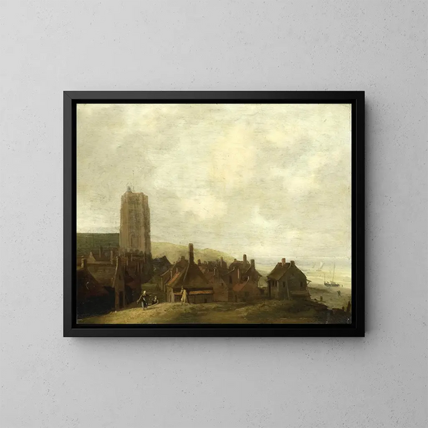 Vue d'Egmond aan Zee - Ludolf Bakhuizen — indrammet kunstværk på væggen