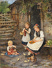Tre piger i traditionelt Schwälmer-kostume - Ludwig Blume-Siebert — visning af kunstværket