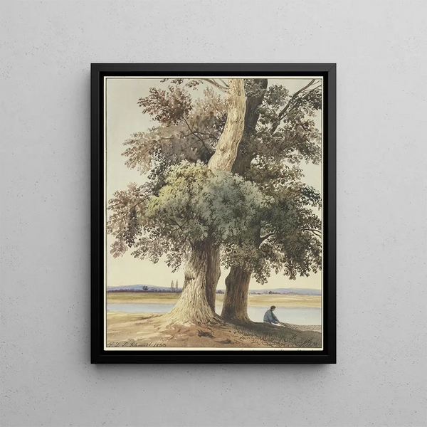 Ludwig Daniel Philipp Schmidt - Two trees on the river.webp