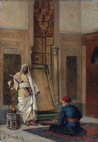 Ludwig Deutsch - A musician and a guardsman in an oriental interior.webp