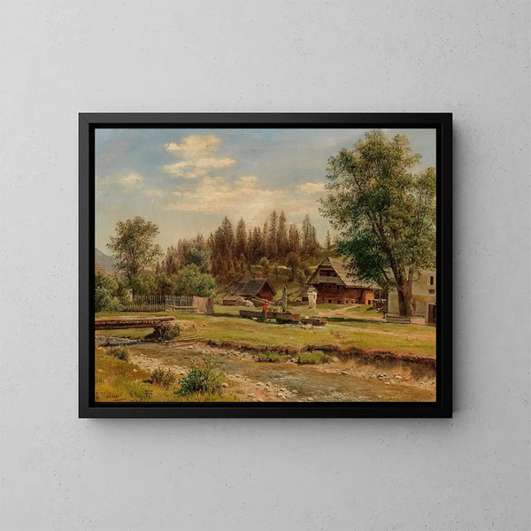 Vue sur le village de Tutschach près d'Aflenz - Ludwig Halauska — indrammet kunstværk på væggen