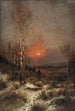 Landskab ved vinterdusk med en jæger - Ludwig Lanckow — visning af kunstværket