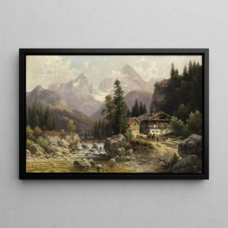 Ludwig Sckell - Alpenlandschaft mit Mhlengebude.webp