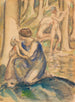 Personnages, der bader i søen i skoven - Ludwig von Hofmann — visning af kunstværket