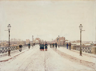 Luigi Loir - Figures On A Bridge In The Snow.webp