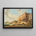 Le Palais des Doges, la Piazzetta og Bibliothèque i Venedig med Santa Maria della Salute i det fjerne - Luigi Querena — indrammet kunstværk på væggen