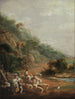 Fragment af scene med landsbyboere - Luis Paret y Alcázar — visning af kunstværket