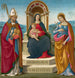 Madone og Barn med Saint Juste af Volterra og Sainte Marguerite af Antioche - Bastiano Mainardi — visning af kunstværket