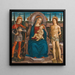 Madonna og Barnet, der troner med Saint Michel og Saint Sébastien - Filippo d'Antonio Filippelli — indrammet kunstværk på væggen
