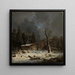 Maison de forêt dans la forêt d'hiver - Heinrich Brückel — indrammet kunstværk på væggen