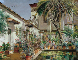 det første atrium i Santa Paula-klostret i Sevilla - Manuel García y Rodríguez — visning af kunstværket