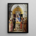 Jomfru med barnet med helgenerne Catherine, Frans af Assisi, Johannes Døberen, Johannes Evangelisten, Antonius af Padua og Maria Magdalena - Marcello Fogolino — indrammet kunstværk på væggen