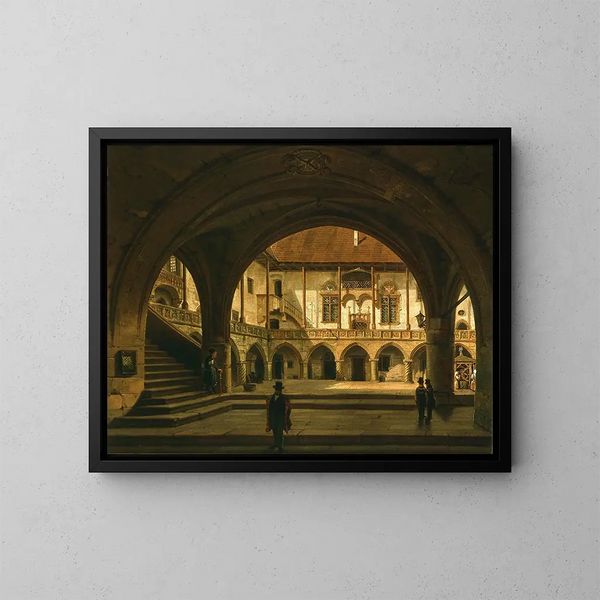 Courtyard of the bibliothèque jagellonne - Marcin Zaleski — indrammet kunstværk på væggen