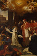 Sankt Katharina, der forsøger at overbevise paven om at forlade Avignon til fordel for Rom - Marco Benefial — visning af kunstværket