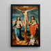 Jesus på korset med helgenerne Maria, Johannes Evangelisten og Catherine af Siena - Marco Pino — visning af kunstværket