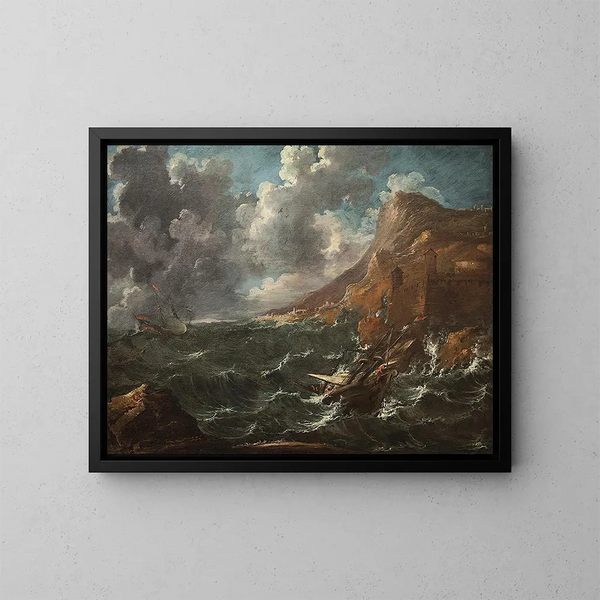 Bateaux dans une tempête - Marco Ricci — indrammet kunstværk på væggen