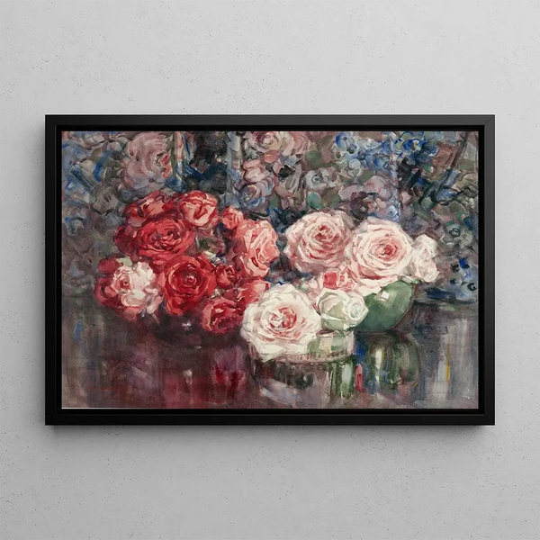 Roses - Margaret Stoddart — indrammet kunstværk på væggen