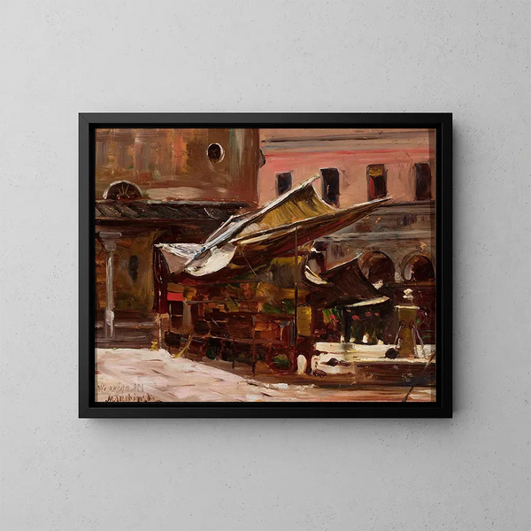 D D'En kunsttryk af en messe i Venedig i Italien - Marian Trzebiński — indrammet kunstværk på væggen
