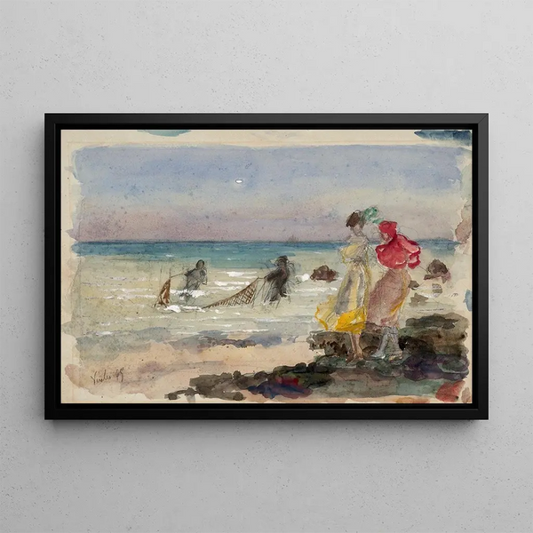 La plage à Veules-les-Roses - Marie Bracquemond — indrammet kunstværk på væggen