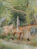 Pont en briques med en figur i sten Mödling - Marie Egner — visning af kunstværket