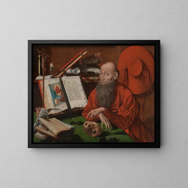 Saint Jérôme - Marinus van Reymerswaele — indrammet kunstværk på væggen