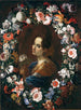 Portrait af en dame omgivet af en blomsterkrans - Mario Nuzzi — visning af kunstværket