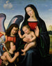 La Vierge à l'Enfant avec le jeune saint Jean-Baptiste et un ange - Mariotto Albertinelli — visning af kunstværket