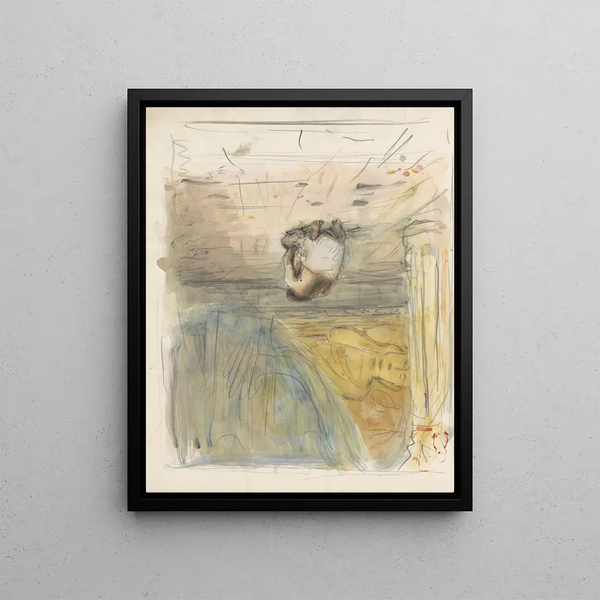 Marius Bauer - Knielende figuur bij een beeld van een slapende Boeddha.webp