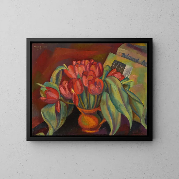 rød tulip-stilleben - Mark Gertler — indrammet kunstværk på væggen