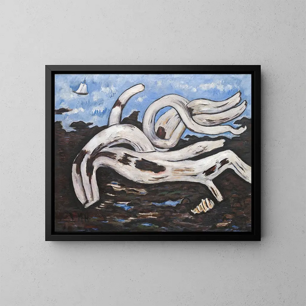 flydende træ på Bagaduce - Marsden Hartley — indrammet kunstværk på væggen