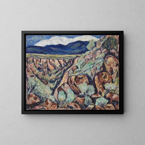 Landskab af New Mexico - Marsden Hartley — indrammet kunstværk på væggen
