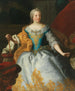 Portræt af kejserinde Marie-Thérèse, dronning af Ungarn og Böhmen, med Böhmens krone og den arveprinselige krone - Martin van Meytens — visning af kunstværket