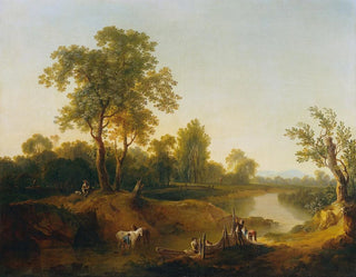 Martin von Molitor - Reiter und Fischer in einer Flusslandschaft.webp