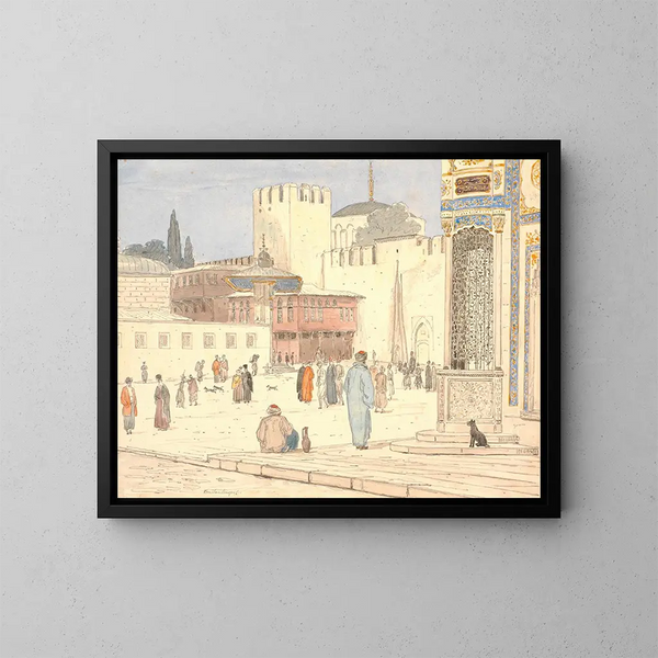 La place devant BabiHmayan à Constantinople - Martinus Rørbye — indrammet kunstværk på væggen